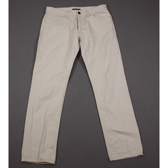 Theory Other - Theory Jeans Men's Haydin Straight Slim Fit Tan Solid 5-Pocket Linen Blend 33X30